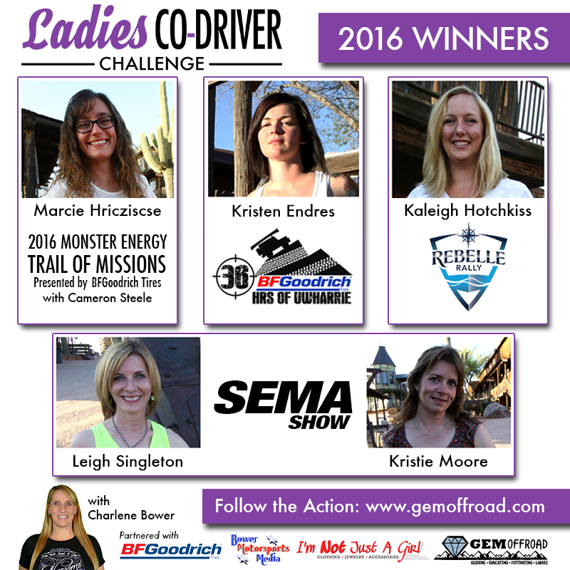 ladies co driver challenge Winners