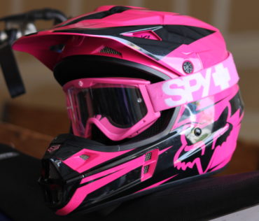 pink helmet goggles