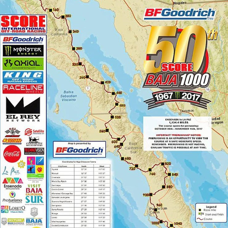 2017 BFGoodrich Baja 1000 Schedule & Pit Locations