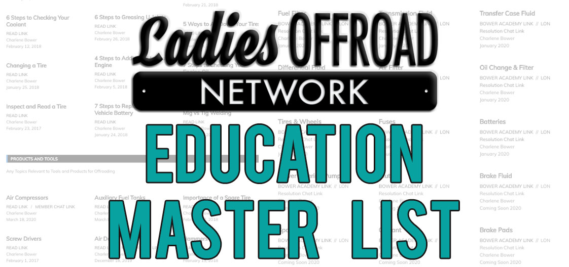 Ladies Offroad Network Education Master List WebHeader